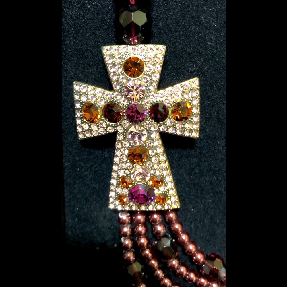 Heidi Daus retired purple cross necklace